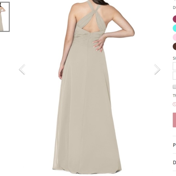 Azazie Chrissy floor length chiffon dress in Taupe - Picture 2 of 3